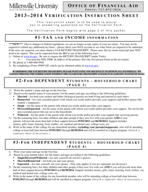 2013-2014 Verification Form