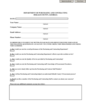 DeKalb County Purchasing and Contracting Feedback Form