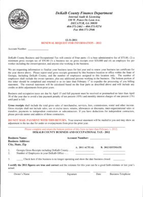DeKalb County Business and Occupational Tax Renewal Request