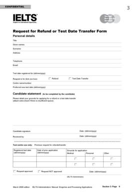IELTS Refund or Test Date Transfer Form