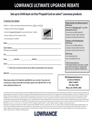 Lowrance Ultimate Upgrade Rebate Form