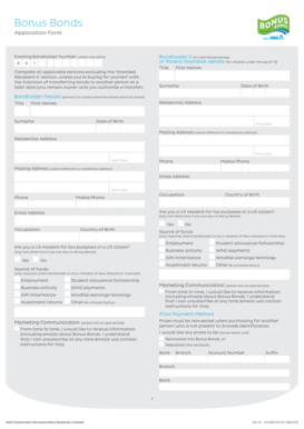 Bonus Bonds Application Form