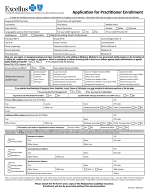 Blue Cross Blue Shield Provider Enrollment Application
