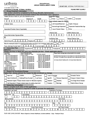 Univera Healthcare Group Enrollment Form