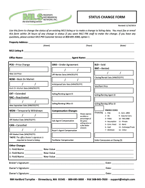 MLS Listing Status Change Form