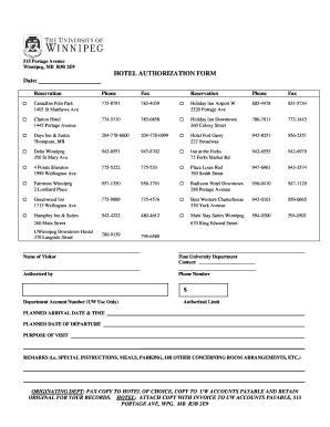 Hotel Authorization Form