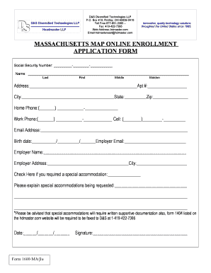 Massachusetts Online Enrollment Application Form