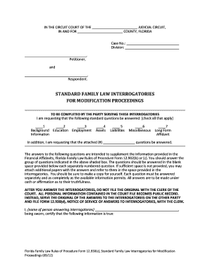 Standard Family Law Interrogatories for Modification Proceedings