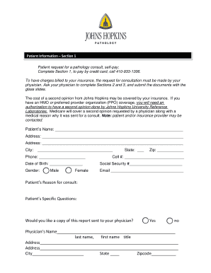 Johns Hopkins Pathology Consultation Request Form