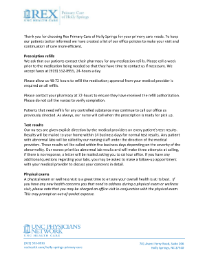 Rex Primary Care Patient Information Form