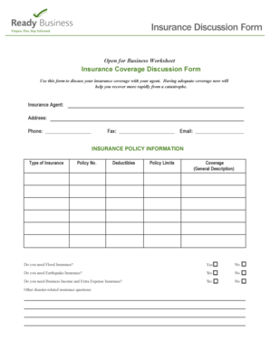 Insurance Coverage Discussion Form