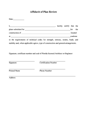 Affidavit of Plan Review