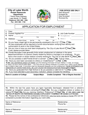 City of Lake Worth Employment Application Form