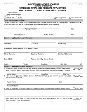 California Concealed Weapon Permit Application