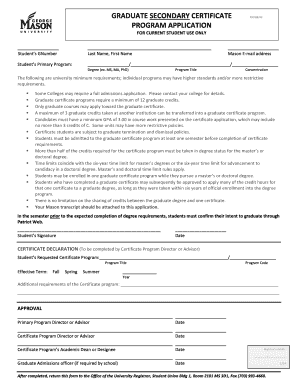 Graduate Certificate Program Application