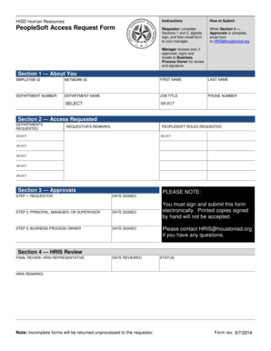 HISD PeopleSoft Access Request Form