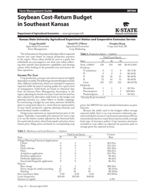 Soybean Cost-Return Budget Guide