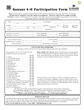 Kansas 4-H Participation Form