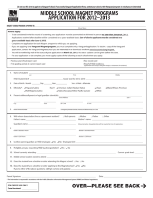 Middle School Magnet Program Application