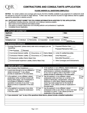 Contractors and Consultants Application