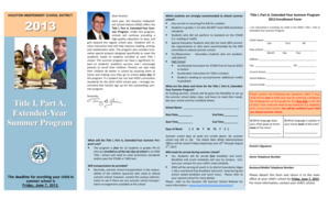 HISD Title I Summer Program Enrollment Form