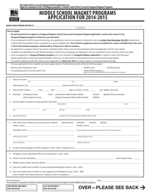 Middle School Magnet Program Application