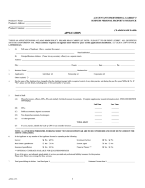 Accountants Professional Liability Insurance Application