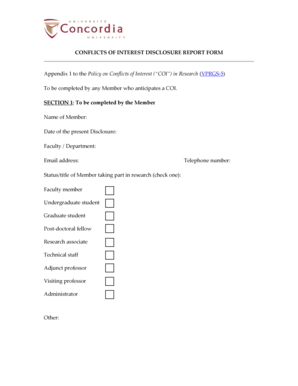 Conflict of Interest Disclosure Report Form