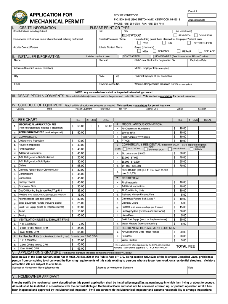 mechanical permit kentwood Preview on Page 1