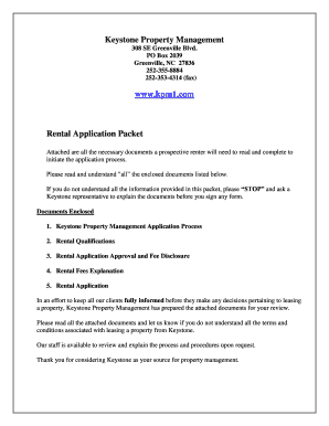 Keystone Property Management Rental Application Packet