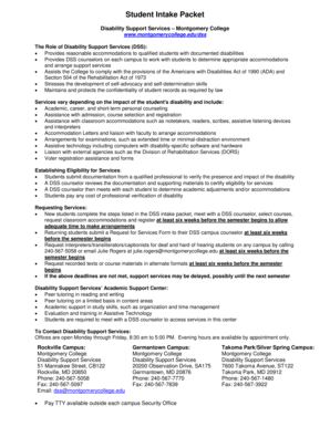 Montgomery College Student Intake Form