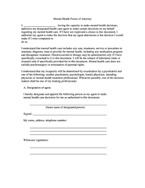 Mental Health Power of Attorney