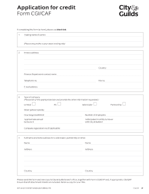 City & Guilds Credit Application Form