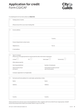 City & Guilds Credit Application Form