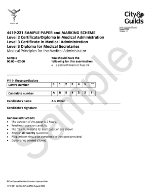 Medical Administration Exam Sample Paper