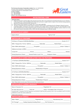 Motor Insurance Proposal Form