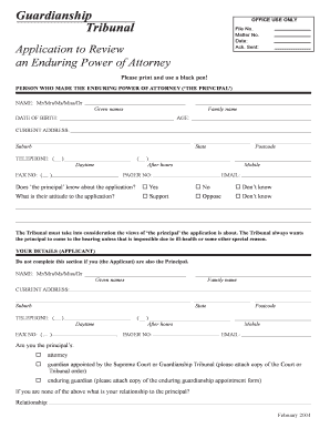 Application to Review Enduring Power of Attorney