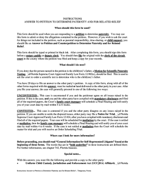 Answer to Petition to Determine Paternity and for Related Relief