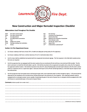 New Construction and Major Remodel Inspection Checklist