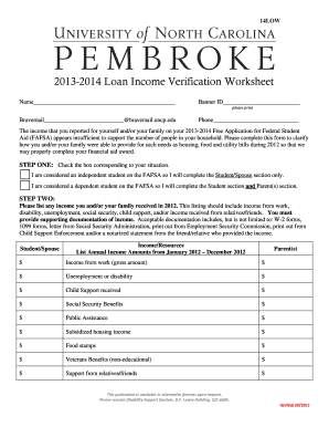 2013-2014 Loan Income Verification Worksheet