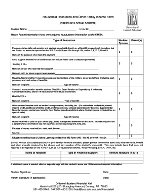 Household Resources and Other Family Income Form