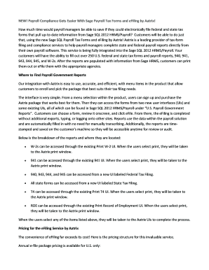 Sage Payroll Tax Forms and eFiling