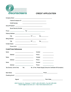 Credit Application and Personal Guaranty