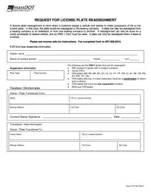License Plate Reassignment Form