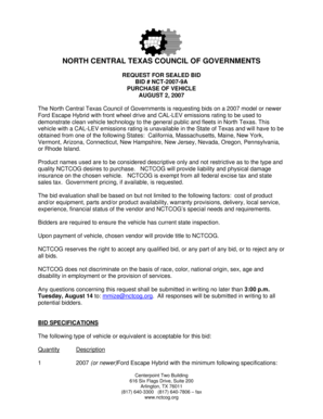 Vehicle sale agreement canada - Specifications and bid price for vehicle lease agreement - Nctcog - nctcog