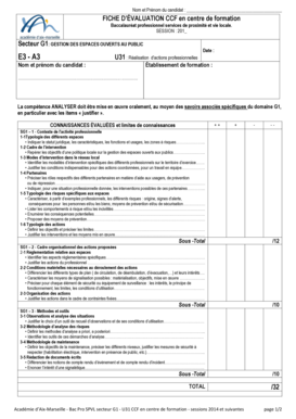 FICHE D’ÉVALUATION CCF en centre de formation