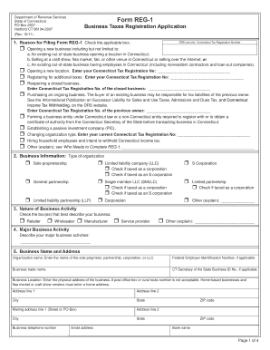 Connecticut Business Tax Registration Application
