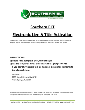 Georgia Electronic Lien and Title Activation Form