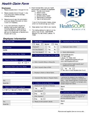 Health Claim Form