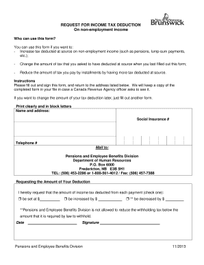 Request for Income Tax Deduction on Non-Employment Income